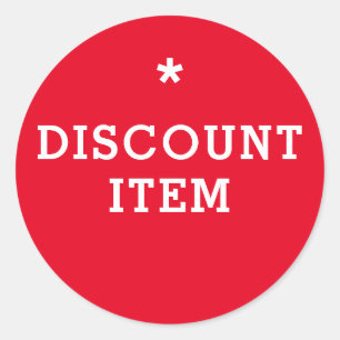 Round Discount Item Rot und Weiß Runder Aufkleber