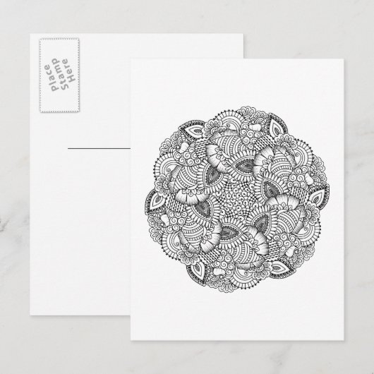 Round-Doodle-Design Postkarte (Vorne/Hinten)