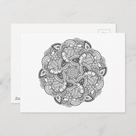 Round-Doodle-Design Postkarte (Vorne/Hinten)