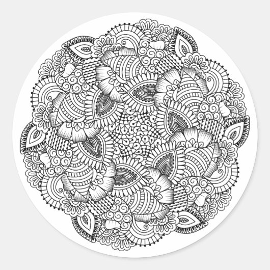 Round-Doodle-Design Runder Aufkleber (Vorderseite)