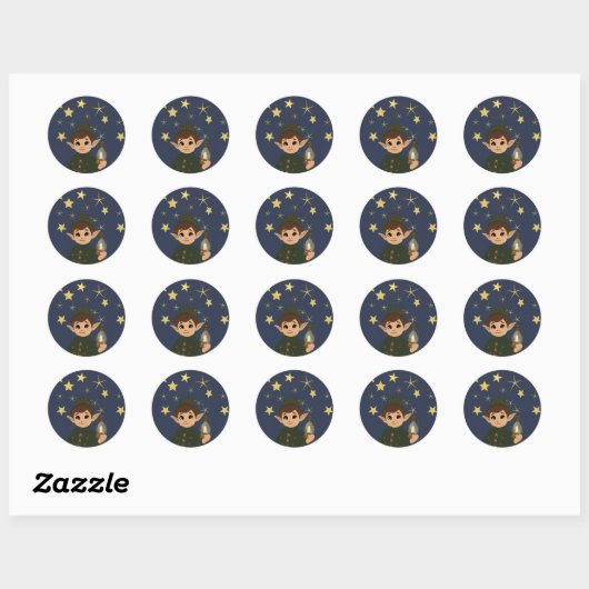 Round Elf Starry Night Watcher Sticker (Blatt)