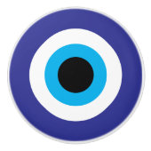 Round Evil Eye Blue Mati Keramik Knopf Keramikknauf (Vorderseite)