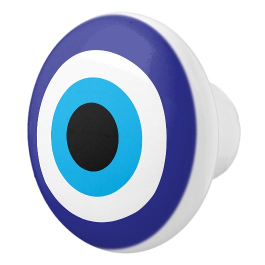 Round Evil Eye Blue Mati Keramik Knopf Keramikknauf (Rechts)