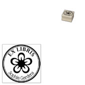 Round Ex Libris - Blume Motif Gummistempel (Stempel)