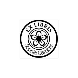 Round Ex Libris Blume Motif Gummistempel