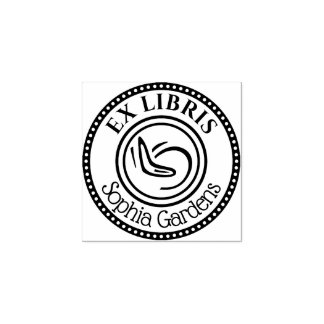 Round Ex Libris Boomerang - dekorative Kante Gummistempel