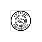 Round Ex Libris Boomerang Gummistempel (Prägung)