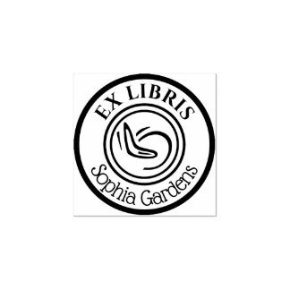 Round Ex Libris Boomerang Gummistempel