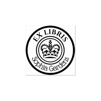 Round Ex Libris Crown Gummistempel