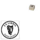 Round Ex Libris - Harp Motif Gummistempel (Stempel)