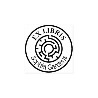 Round Ex Libris Labyrinth Gummistempel