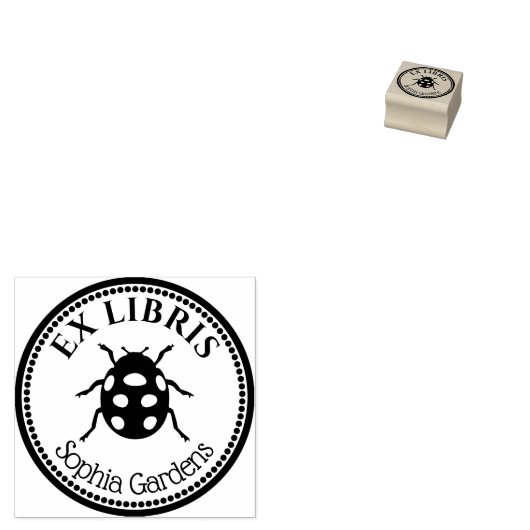 Round Ex Libris - Ladybird Gummistempel (Stempel)