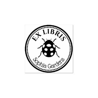 Round Ex Libris - Ladybird Gummistempel