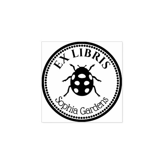 Round Ex Libris - Ladybird Gummistempel (Prägung)