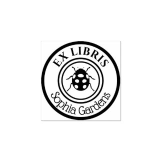 Round Ex Libris Ladybird Motif Gummistempel