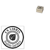 Round Ex Libris Leaf Motif Gummistempel (Stempel)