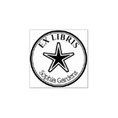 Round Ex Libris - Star Gummistempel (Prägung)