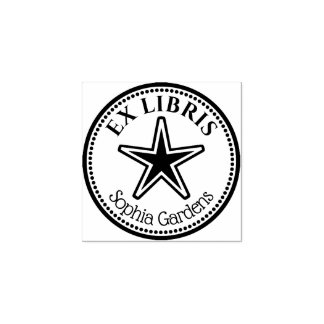 Round Ex Libris - Star Rubber Briefmarke Gummistempel