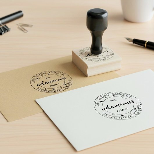 Round Family Name Seal | Create Return Address Gummistempel