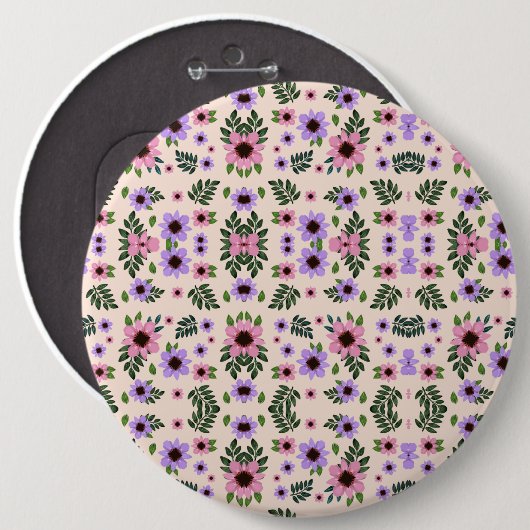 Round floral mouse pad featuring a symmetrical  button (Vorne & Hinten)