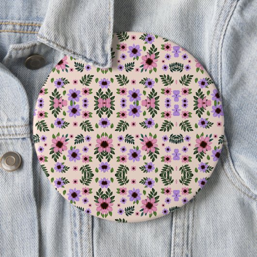 Round floral mouse pad featuring a symmetrical  button (Beispiel)