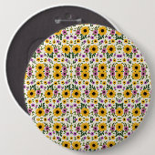 Round floral mousepad featuring a vibrant pattern button (Vorne & Hinten)