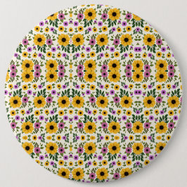 Round floral mousepad featuring a vibrant pattern button