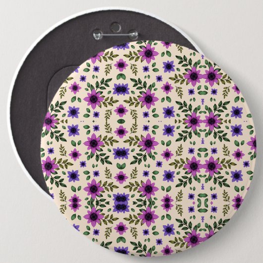 Round floral pattern button featuring a symmetrica (Vorne & Hinten)