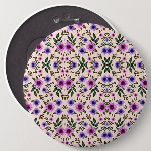 Round floral pattern with purple, pink, and blue  button (Vorne & Hinten)