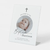 Round Foto Baptisse - Begrüßungszeichen Sockelschild (Vorderseite)