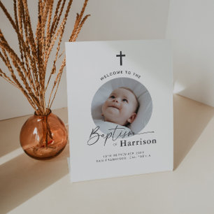 Round Foto Baptisse - Begrüßungszeichen Sockelschild
