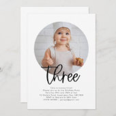 Round Foto Drei Geburtstage Einladung (Vorne/Hinten)