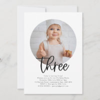 Round Foto Drei Geburtstage Einladung