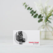 Round Foto - Tower Crane 02 B&W Visitenkarte (Stehend Vorderseite)