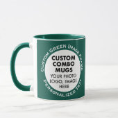 Round Frame 2 Photo Text Hunter Green Custom Combo Tasse (Links)