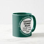 Round Frame 2 Photo Text Hunter Green Custom Combo Tasse (VorderseiteRechts)