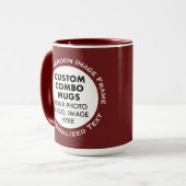 Round Frame 2 Photo Text Large Maroon Custom Combo Tasse (Vorderseite Links)