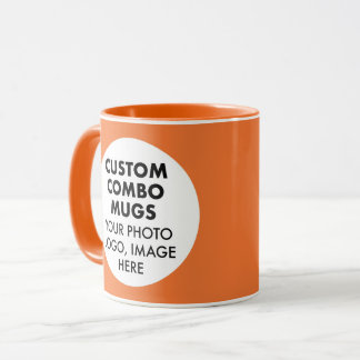 Round Frame 2 x Photo Logo Orange Custom Combo Tasse