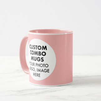 Round Frame 2 x Photo Logo Pink Custom Combo Tasse