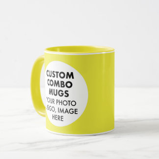 Round Frame 2 x Photo Logo Yellow Custom Combo Tasse