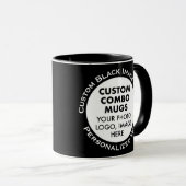 Round Frame 2 x Photo + Text Black Custom Combo Tasse (VorderseiteRechts)