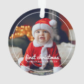 Round Frame Baby's First Christmas Foto Ornament (Rückseite)