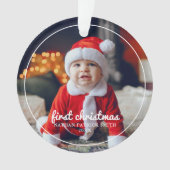 Round Frame Baby's First Christmas Foto Ornament (Vorderseite)