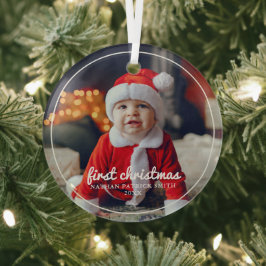 Round Frame Baby's First Christmas Foto Ornament