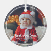 Round Frame Baby's First Christmas Foto Ornament Aus Glas (Vorderseite)