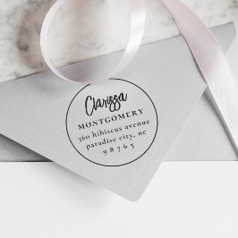 Round Frame Boho Individuelle Name & Rücksendeadre Gummistempel