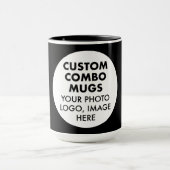 Round Frame Photo Logo Large Black Custom Combo Tasse (Zentrum)