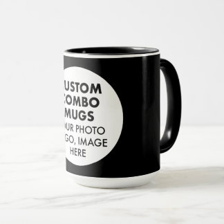 Round Frame Photo Logo Large Black Custom Combo Tasse