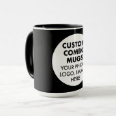 Round Frame Photo Logo Large Black Custom Combo Tasse (Vorderseite Links)