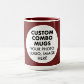 Round Frame Photo Logo Large Maroon Custom Combo Tasse (Zentrum)